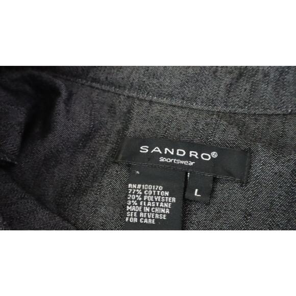 Sandro Sportswear Denim Pant Suit Womens Large Dark Wash Ruffle Wide Leg Cotton - Picture 7 of 8